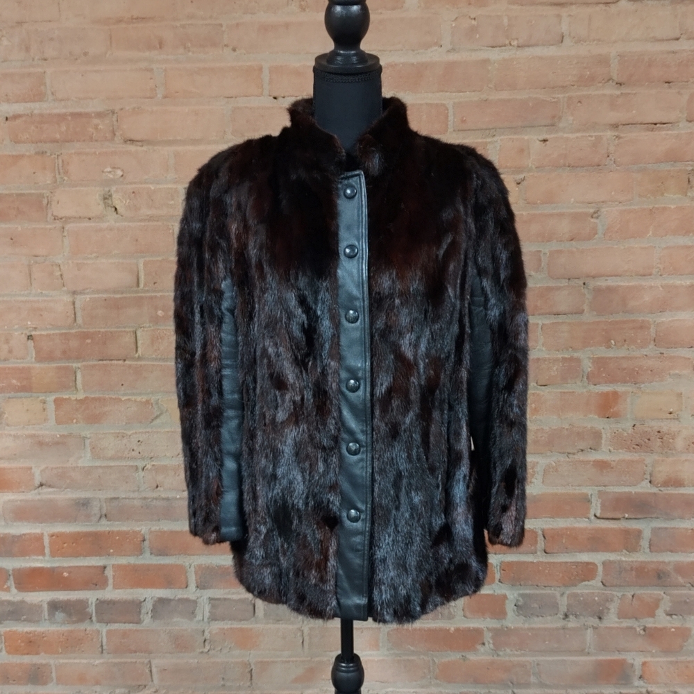 Luxurious Dark Brown Genuine Fur Leather Jacket